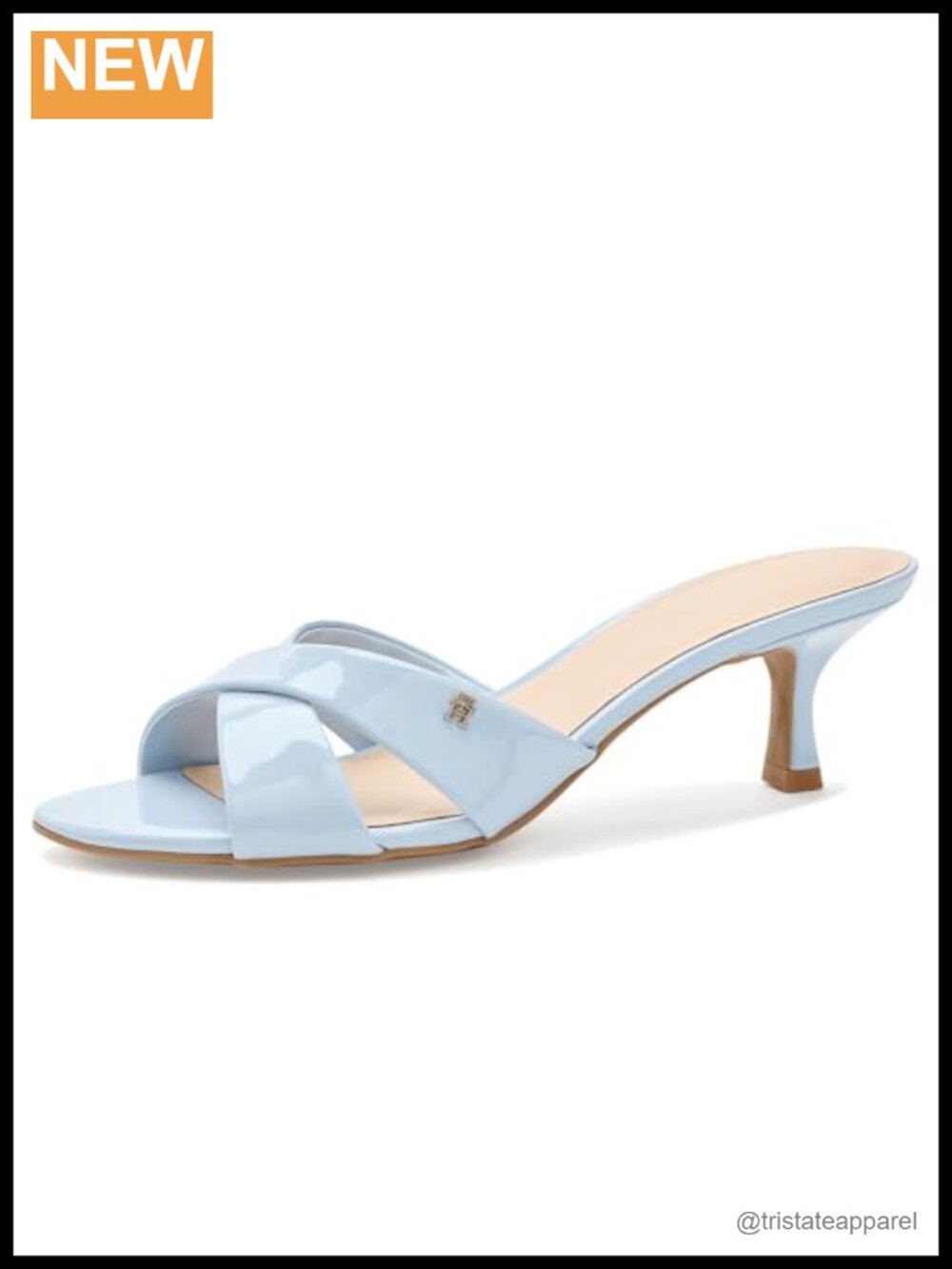 Heeled Slide Sandals with Crossover Straps and Kitten Heel